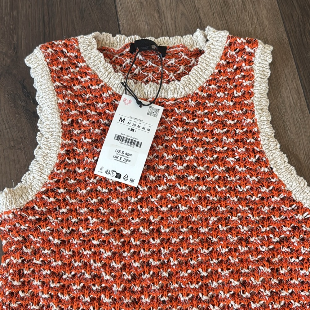 Zara Charming Orange Knit Kids Dress - Picture 2 of 7